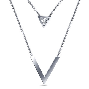 Ensemble de colliers géométriques triangulaires en acier inoxydable pour femmes, chaîne de clavicule couleur or, sertissage clos, pour usage quotidien - Product Image 5