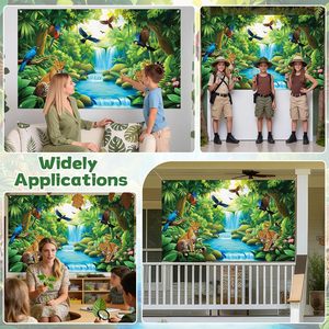 2026 Regenwald-Wasserfall-Hintergrund Urlaub Schule Christliches Hängendes <span class=keywords><strong>Banner</strong></span> Dschungel Wald Safari Religiöser Bibelvers Hintergrund - Product Image 4