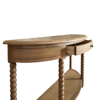 Canette de meubles de luxe HL601-140 Antique 'courbé en bois de chêne massif couloir entrée salon demi-lune Tables console rondes