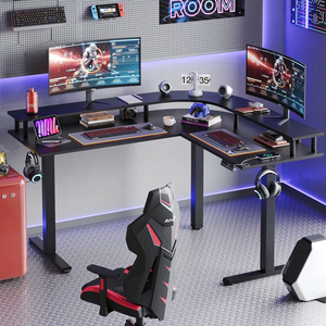 2024 thiết kế mới màu trắng văn phòng bàn L-hình hiện đại phong cách máy tính bàn hàng đầu với lưu trữ có thể gập lại Tính năng máy trạm phòng ngủ sử dụng - Product Image 2