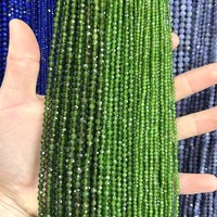 Perles de pierres précieuses en diopside chromé naturel de qualité A-A-A, facettées en rondelles, 2-4 mm, 38 cm (15 pouces) par brin, tendance et luxueuses