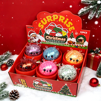 Jouet Squishy de Noël personnalisé en forme de chignon, poupée souple en caoutchouc scintillant à presser, sous emballage blister, pour commande en gros, fournitures de fêtes, revente