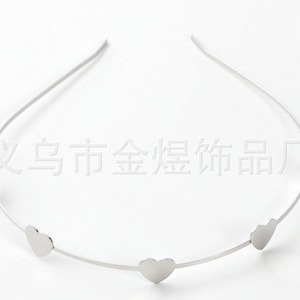 Diadema con borde fino en forma de corazón, tocado de aleación de metal, accesorio de moda informal, verano 2023 HB007 - Product Image 3