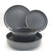 Vaisselle en céramique populaire en Europe : Service de table de luxe noir mat émaillé pour hôtels, vente en gros