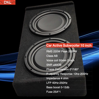 Caisse de subwoofer double étanchéité 10 pouces pour coffre de voiture, puissance RMS 220W, crête 2200W, basses puissantes, subwoofer actif 10 pouces pour voiture