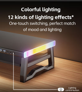 Support d'écran d'ordinateur double couche avec lumière respirante, USB 3.0 et extension de charge rapide, prenant en charge deux moniteurs - Product Image 4