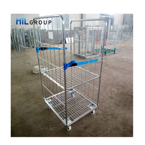 กรงรถลากแพลตฟอร์มโลหะสำหรับคลังสินค้า,กรงม้วนภาชนะรถเข็นแบบพับได้ - Product Image 3