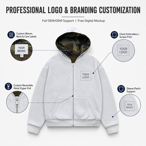 Felpa con Cappuccio Reversibile Personalizzata da Uomo, Giacca in Pile Pesante a Doppio Lato, Oversize Stile <span class=keywords><strong>Y2K</strong></span> Streetwear - Product Image 3