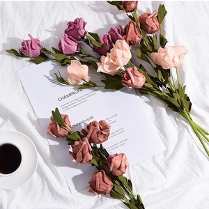 Ramo de Rosas Artificiales de Espuma PE, Decoraciones para Bodas, Alta Simulación, Accesorios para Fotografía en Casa, Color Champán, Café, Marrón, Malva, Blanco - Product Image 1