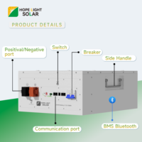 Batería de Bajo Voltaje de 5 kWh 100 Ah 51,2 V, Sistema de Almacenamiento de Energía Doméstico, Batería de Litio Apilable de 15 kWh para Aplicaciones Solares