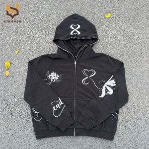 All Over Face <b>Zip</b> Hoody Custom Embroidered logo Digital Print Cotton <b>Men</b> <b>Hoodie</b> Heavyweight <b>Fleece</b> Full <b>Zip</b> <b>up</b> <b>Hoodie</b> for <b>Men</b> - Product Image 4