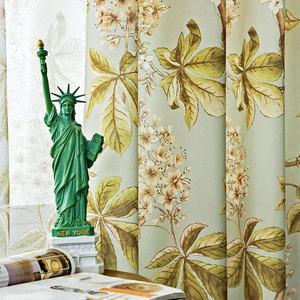 Tende Oscuranti con Stampa Botanica Camelia Verde Salvia, Drappeggi per Soggiorno, Vendita all'Ingrosso Americana al Metro - Product Image 5