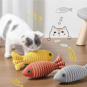 Jouets pour chats : Ensemble de jouets à mâcher durables et réalistes en forme de poisson, en lin, avec herbe à chat, pour chatons en pleine dentition - Product Image 1