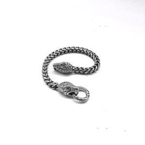 Yunnique Pulsera de cadena con cabeza de serpiente, plata tibetana, unisex, diseño de animales, joyería de regalo - Product Image 2