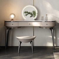 Coiffeuse de luxe légère style italien avec plaque en pierre Ensemble simple pour chambre à coucher Table de maquillage