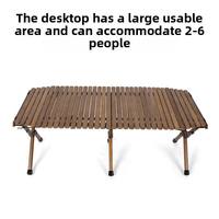 Table de camping pliante moderne en acier inoxydable et bois, hauteur réglable, pour repas en plein air, barbecue, plage et randonnée