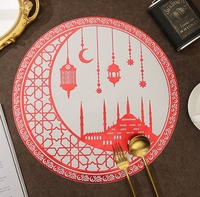Set de table rond en PVC doré 38 cm, motif lune Ramadan, pour décoration de table islamique, EID Mubarak