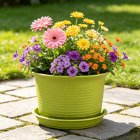 Pot de fleurs en résine moderne et classique avec trous de drainage, durable, pour usage intérieur/extérieur, capacité de 2,14 L, motif circulaire