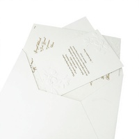 Carte d'invitation de mariage de luxe en papier texturé ivoire, avec dorure à chaud, écologique, biodégradable, recyclable, sans odeur, personnalisable