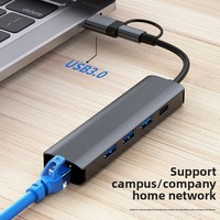 OEM 5 en 1 USB C Hub Adaptateur Multiport Type C USB 3.0 Transfert de Données Gigabit Ethernet RJ45 Station d'Accueil pour MacBook Pro