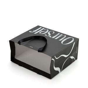 <span class=keywords><strong>Sac</strong></span> fourre-tout pliable en papier noir avec impression numérique et logo argenté à chaud, emballage <span class=keywords><strong>de</strong></span> luxe pour le shopping, pliable avec ruban, vente en gros - Product Image 3