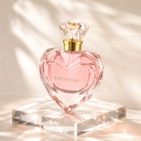 Flacon de parfum en forme de cœur au design unique, 60 ml, 100 ml, avec pompe, bouchon en cristal, couleur rose Panton personnalisable, logo