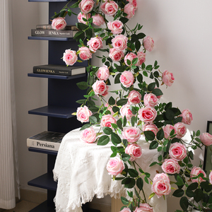 Rose artificielle suspendue de haute qualité 1,73 m, en soie, faite à la main, douce, moderne, longue durée, fleurs roses, rouges et blanches pour la maison - Product Image 3