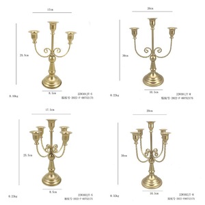 Porte-bougie en fer doré à 3 bras, style vintage, pour mariage et décoration intérieure - Product Image 4
