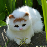Mini chat réaliste en peluche, 10 cm, Figurine d'animaux, chaton en fourrure, jouet