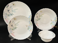 Ensemble de vaisselle en verre opale carré blanc trempé résistant à la chaleur, 24 pièces, écologique et incassable, vente en gros