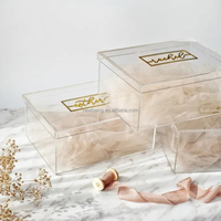Personnalisé petite boîte personnalisée acrylique 6 côté Lucite acrylique boîte-cadeau avec couvercle