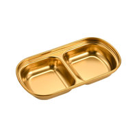 Plat à condiments carré en acier inoxydable 304, plateau à condiments coréen pour barbecue, plateau multifonctionnel à trois compartiments, plaque chauffante de luxe légère