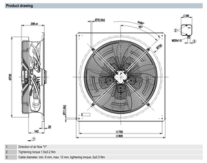 Ventilador axial de CA de 630 mm ebm-papst W4D630-GR01-01 para ventilación industrial y sistemas de HVAC y condensadores - Product Image 4