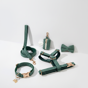 สายจูงสุนัขผ้าลูกฟูกสีเขียวในป่าสำหรับสุนัขเด็กหญิงชุดสายรัดปลอกคอและสายจูงสุนัข - Product Image 1