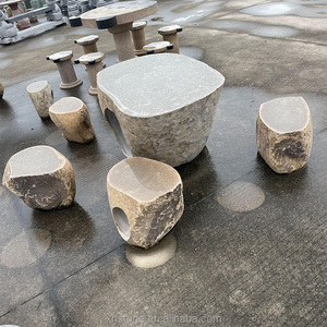 Tùy chỉnh tự nhiên sông đá tảng đá đá cà phê bàn ăn và phân đặt vườn trong nhà và ngoài trời đồ nội thất để bán - Product Image 6