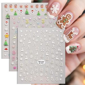 Nuevas pegatinas navideñas 5D para uñas, calcomanías autoadhesivas en relieve para decoración de uñas, decoración festiva para salón de manicura, venta al por mayor - Product Image 2