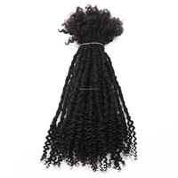 Extensions de Locs Cheveux Humains Afro Crépus Goddess Boho Serrées avec Pointes Bouclées, Vente en Gros, 8-16 Pouces, 0.6 cm