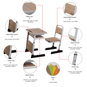 Meubles de classe modernes personnalisables pour lycée, <span class=keywords><strong>bureau</strong></span> et chaise réglables en <span class=keywords><strong>hauteur</strong></span> pour adultes - Product Image 6