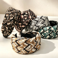 Heißer Verkauf: Retro-Luxus-Stirnband mit Blumenmuster und Schriftzug, handgewebt, hoher Kantenansatz, für Valentinstag und Hochzeit