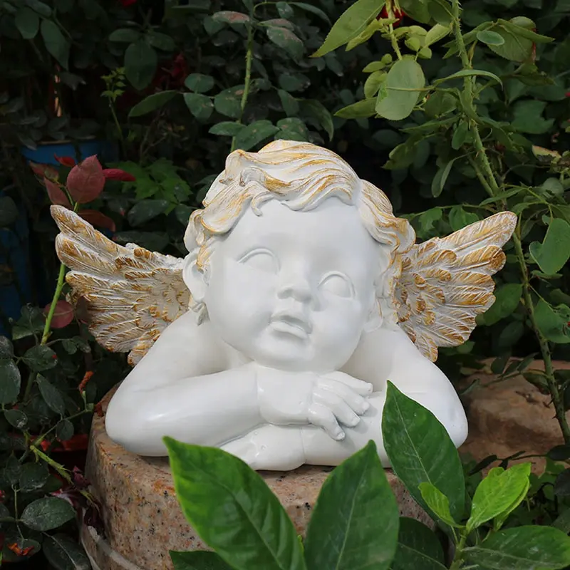 Escultura de Ángel personalizada hecha a mano para decoración del hogar, escultura de alas de resina para jardín, figuritas de Ángel de hadas, decoraciones para decoración del hogar