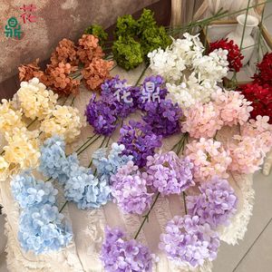 ดอกไฮเดรนเยียผ้าไหม ก้านเดี่ยว สีลูกกวาด 3 หรือ 5 หัว ตกแต่งงานแต่งงาน สมจริง - Product Image 1