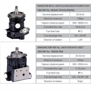 Chuyên nghiệp và chất lượng cao xuất khẩu chỉ đạo bơm cho Nissan xe tải Phụ Kiện Đầy Đủ