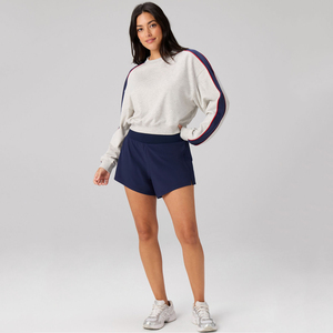 <span class=keywords><strong>Felpa</strong></span> da Donna Traspirante Invernale in Spugna Francese <span class=keywords><strong>con</strong></span> Collo Rotondo, Strisce Laterali a Contrasto, Maniche Raglan, Vestibilità Ampia ODM - Product Image 4