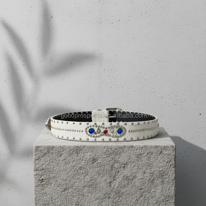 Cinturón de Cuero Personalizado de Lujo con Cristales de Imitación y Tachuelas de Aleación de Zinc para Hombre, Diseño de Caballo <span class=keywords><strong>Blanco</strong></span> y Dragón, Estilo Casual, Longitud Ajustable - Product Image 5