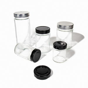 Venta al por mayor de tarro de mermelada de miel de vidrio transparente de boca redonda con tapas de tornillo de metal - Product Image 3