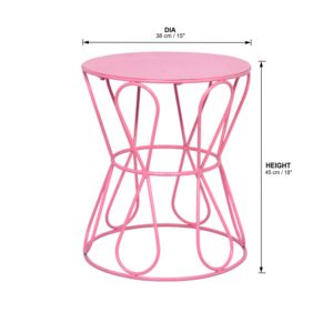 Mesa pequeña de hierro forjado antigua moderna, mesa auxiliar de dormitorio rosa con malla de alambre, cabecera decorativa para sala de estar - Product Image 4