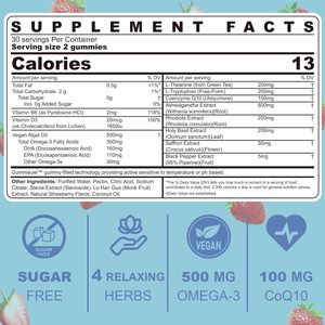 Gomitas calmadas de Ashwagandha sin azúcar de etiqueta privada con L-teanina vitamina D3 vegana Omega 3 y Rhodiola Rosea para mujeres y hombres - Product Image 4