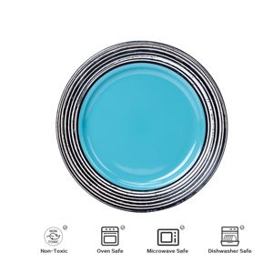 In September the Hotel Is Promoting Ceramic Blue Round Plate Sets for Salads Desserts and Tableware - Product Image 4