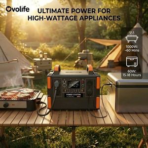 Generatore Solare Portatile OVO-T11 con Batteria LiFePO4 da 1200W 1008Wh, 19 Uscite e PD da 60W per Campeggio Multi-Dispositivo - Product Image 4
