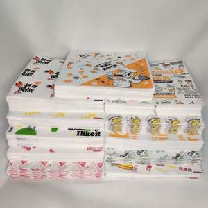 กระดาษห่อเบอร์เกอร์เคลือบแว็กซ์กันไขมัน พิมพ์โลโก้ตามสั่ง เกรดสำหรับอาหาร - Product Image 3